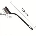 Cepillo metálico de acero inoxidable con mango de plástico negro, 170 mm de largo, cabezal de 32 × 12 mm