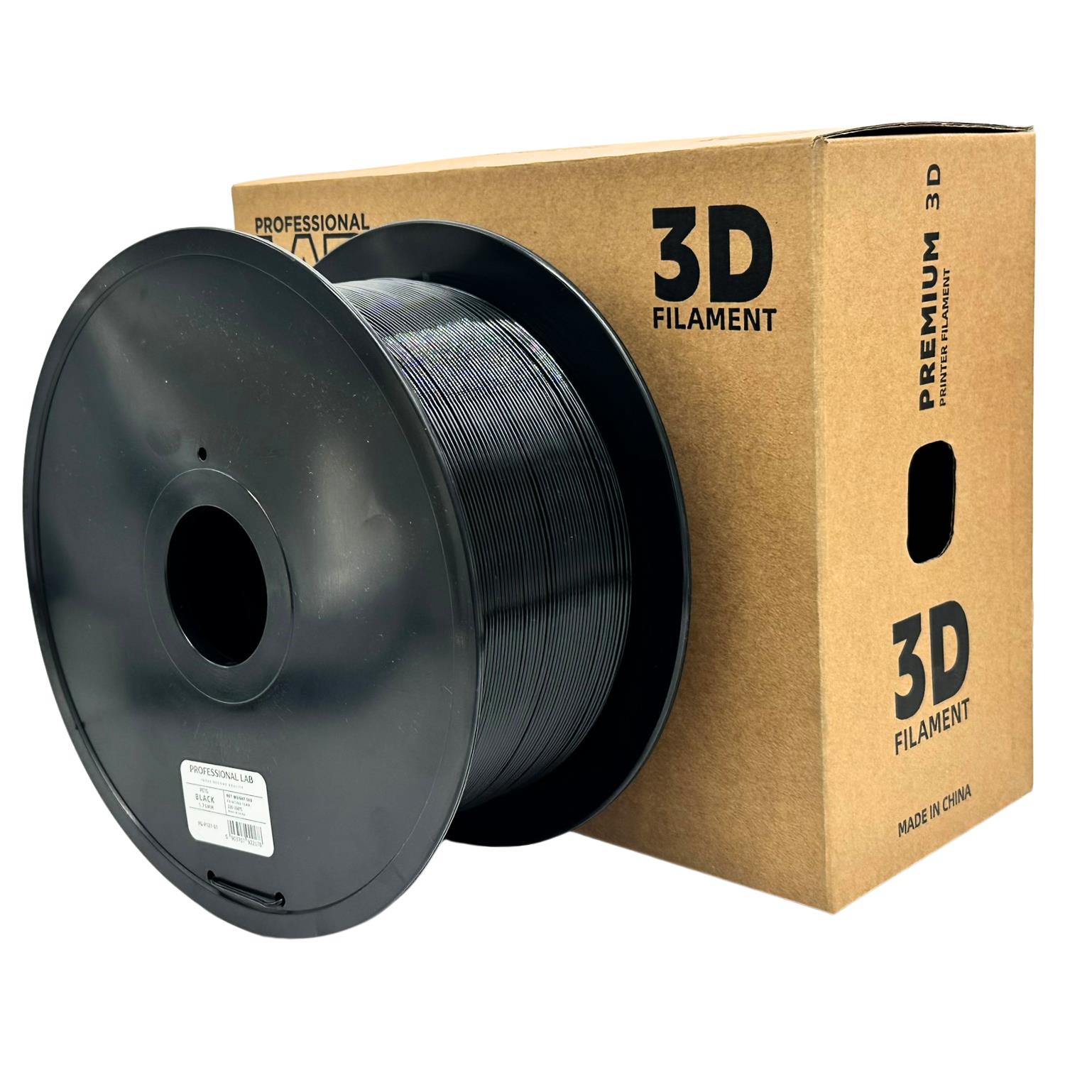 Bobina de filamento PETG negro 3 kg, Prof. Lab, 1,75 mm