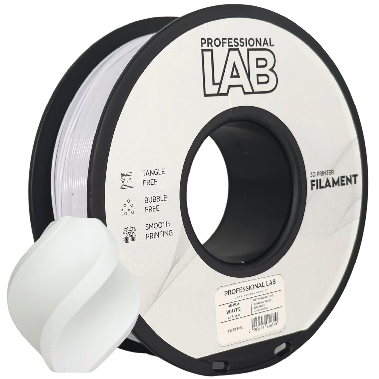 Bobina de filamento HS-PLA blanco, Prof. Lab, 1,75 mm