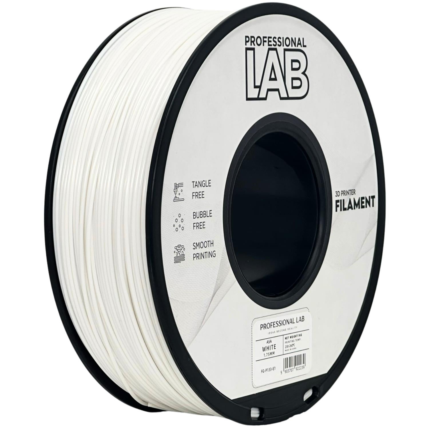 Bobina de filamento ASA blanco, Prof. Lab, 1,75 mm