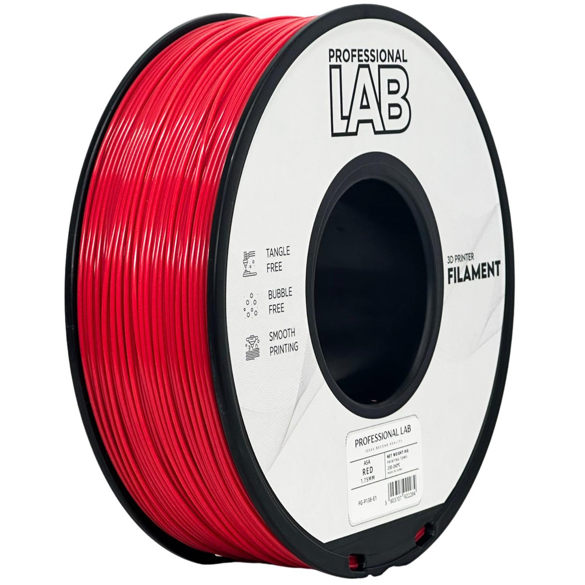 Bobina de filamento ASA rojo, Prof. Lab, 1,75 mm