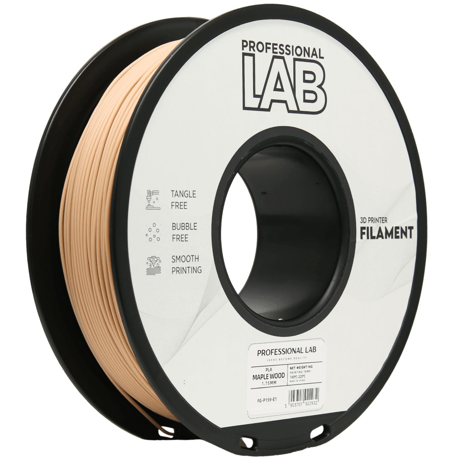 Spool of PLA maple wood filament, Prof. Lab, 1.75 mm