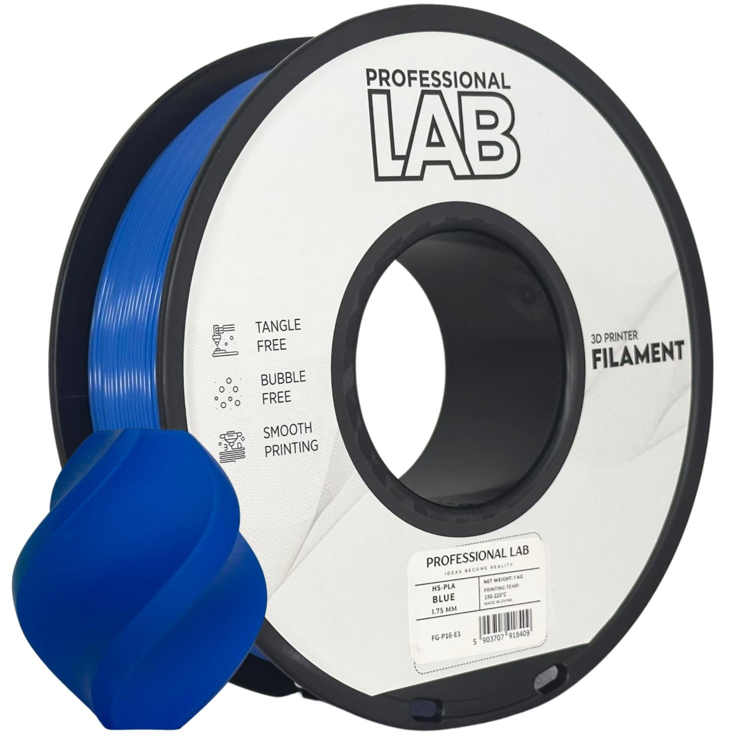 Spool of HS-PLA blue filament, Prof. Lab, 1.75 mm