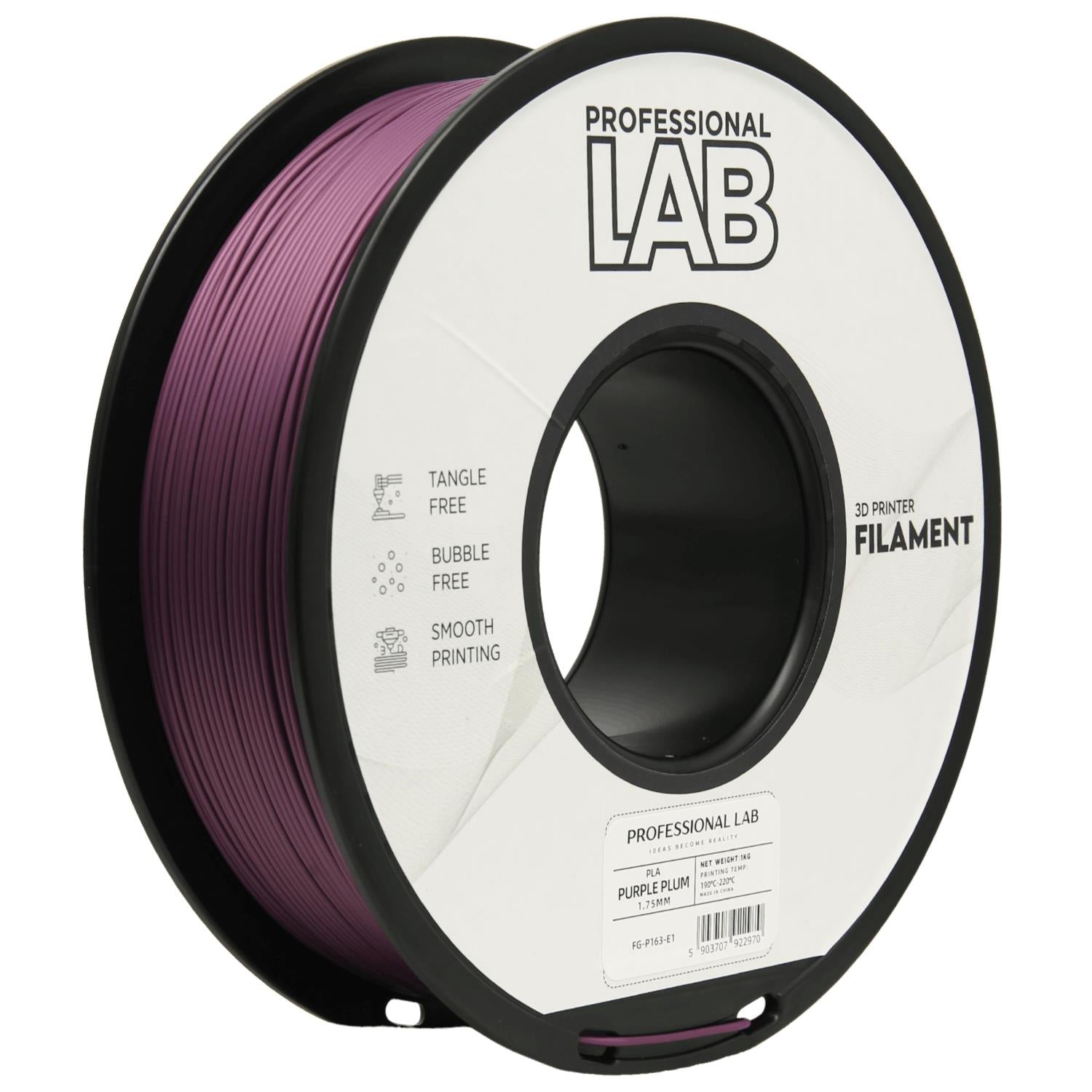 Bobina de filamento PLA violeta ciruela, Prof. Lab, 1,75 mm