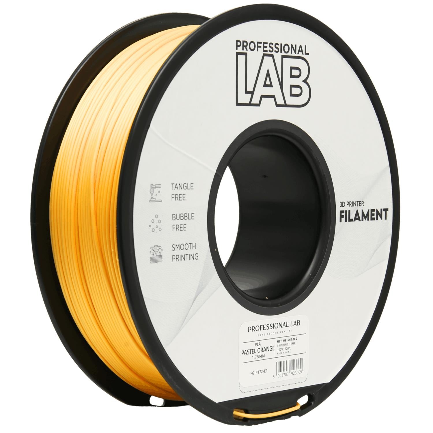 Spool of PLA pastel orange filament, Prof. Lab, 1.75 mm