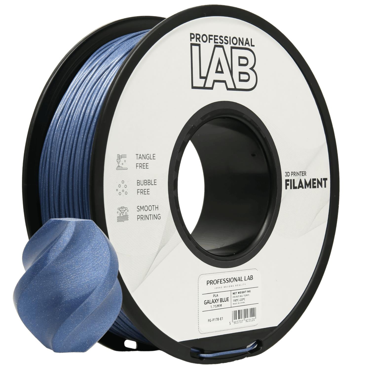 Spool of PLA Galaxy blue filament, Prof. Lab, 1.75 mm