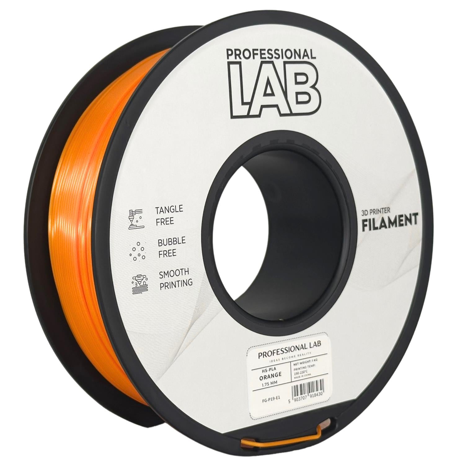 Bobina de filamento HS-PLA naranja, Prof. Lab, 1,75 mm
