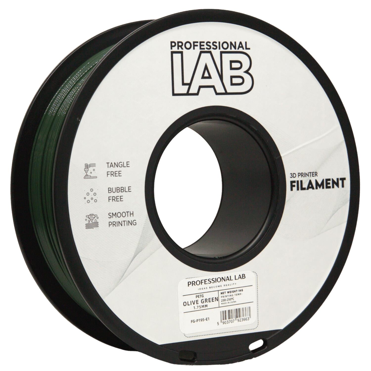 Bobina de filamento PETG verde oliva, Prof. Lab, 1,75 mm