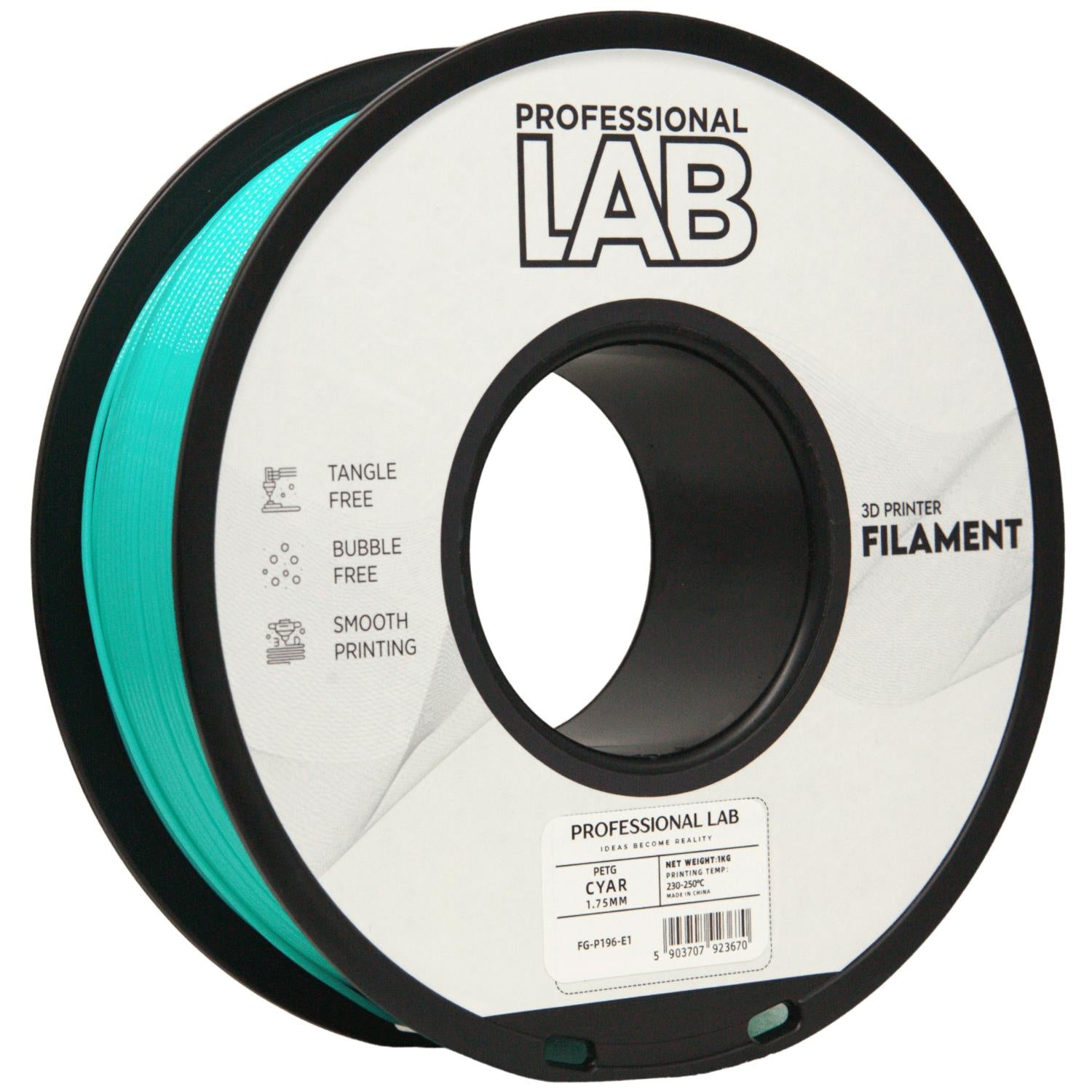 Bobina de filamento PETG azul celeste, Prof. Lab, 1,75 mm