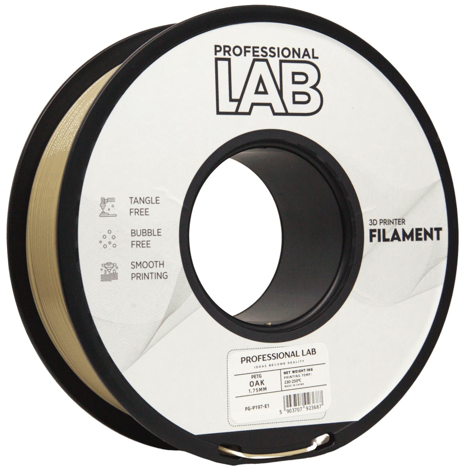Bobina de filamento PETG roble, Prof. Lab, 1,75 mm