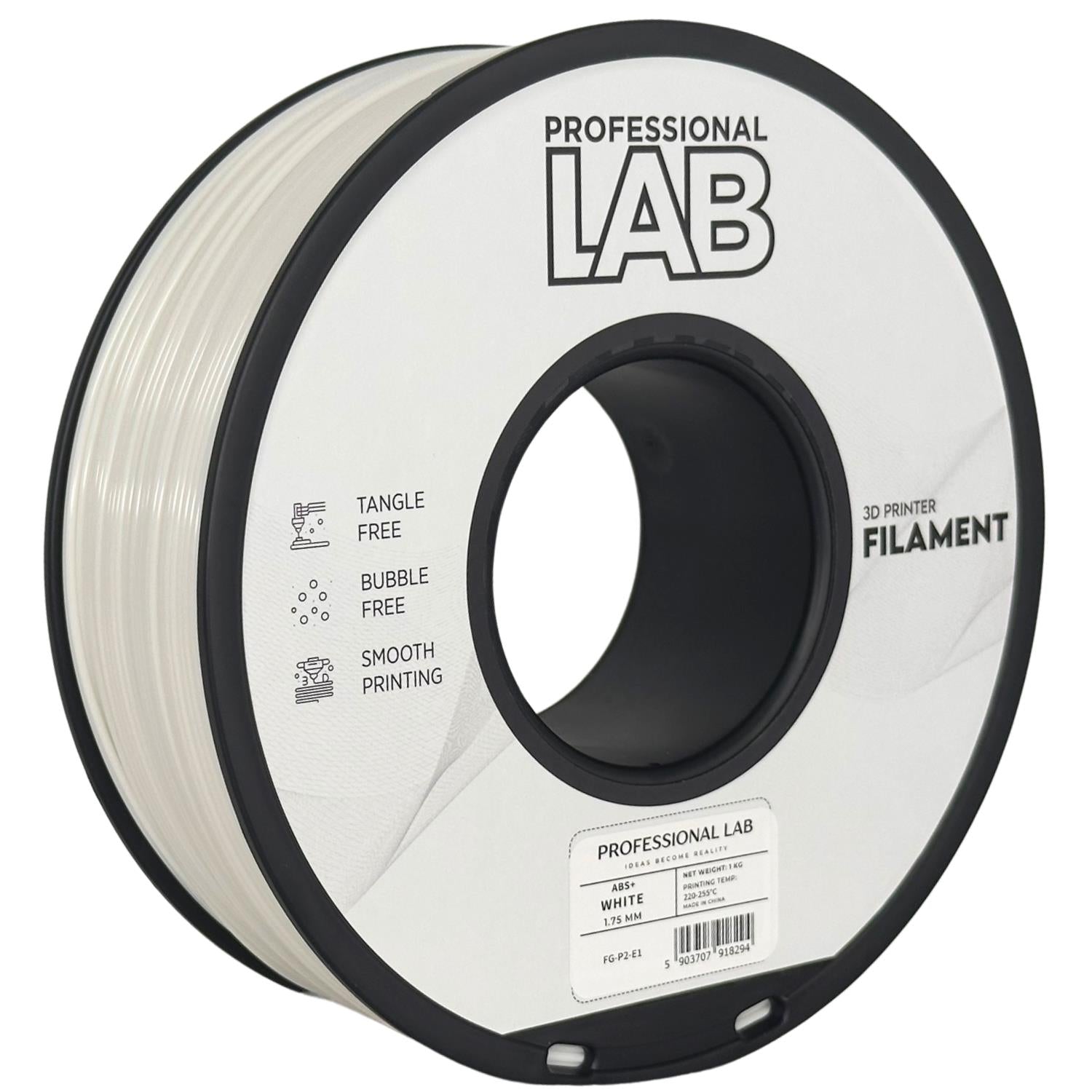 Bobina de filamento ABS+ blanco, Prof. Lab, 1,75 mm