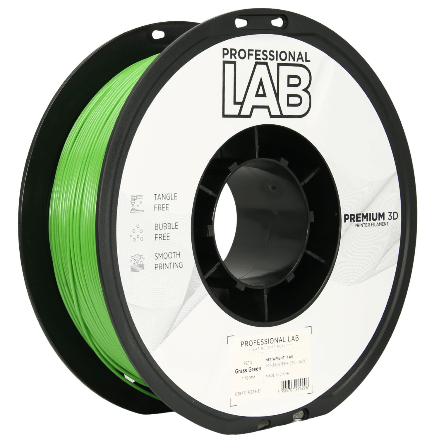 Spool of PETG grass green filament, Prof. Lab, 1.75 mm