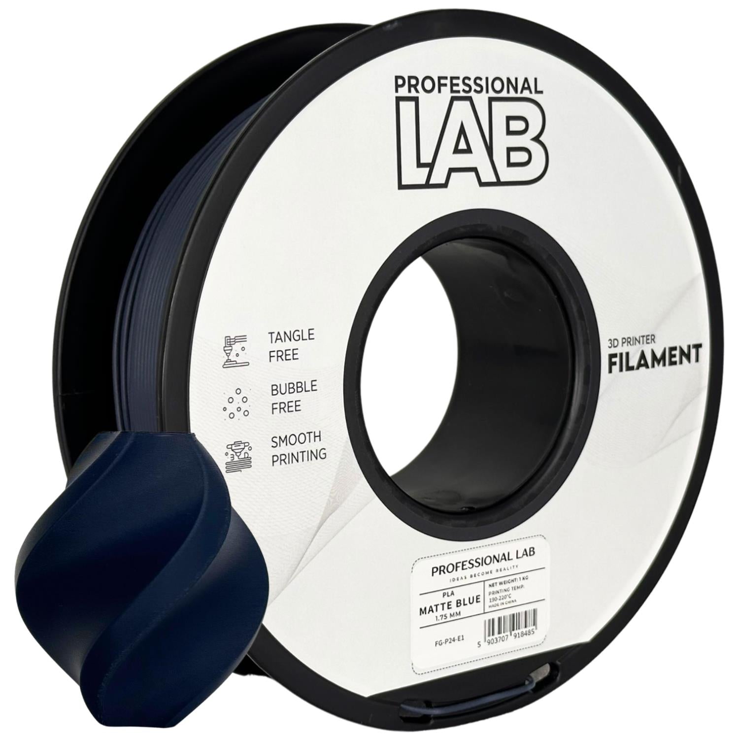 Bobina de filamento PLA azul mate, Prof. Lab, 1,75 mm