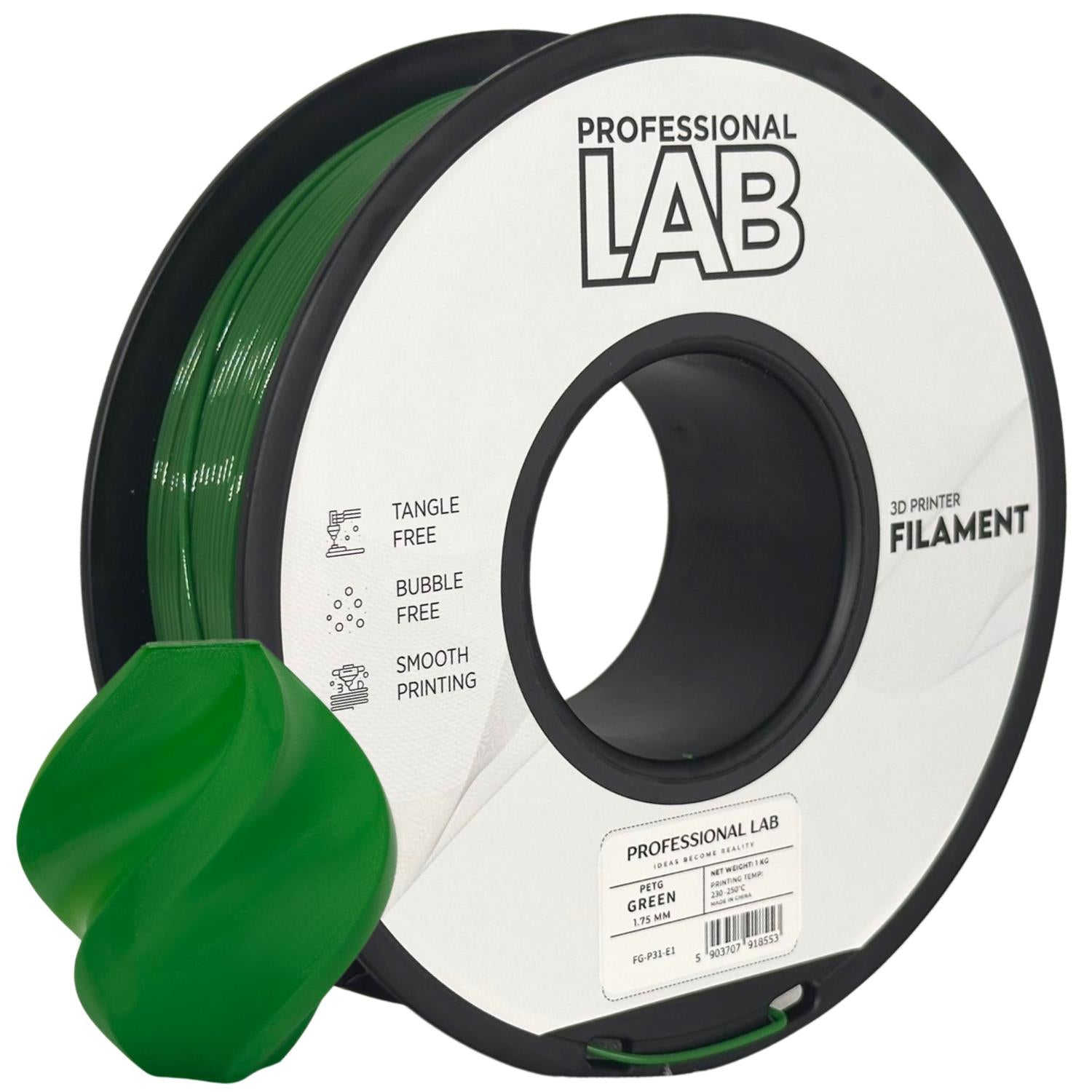 Spool of PETG green filament, Prof. Lab, 1.75 mm
