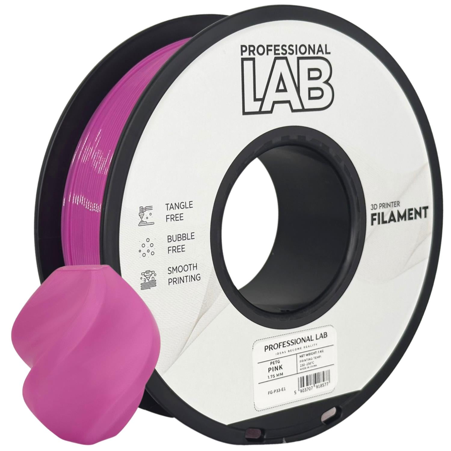 Bobina de filamento PETG rosa, Prof. Lab, 1,75 mm