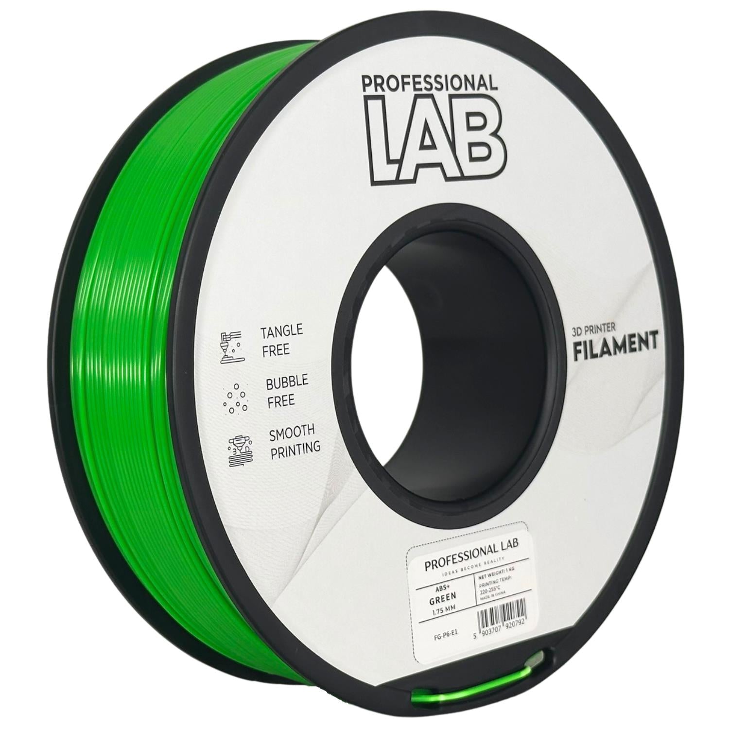 Spool of ABS+ green filament, Prof. Lab, 1.75 mm