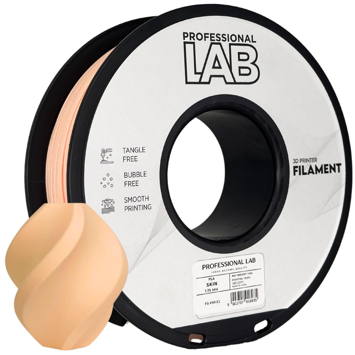 Bobina de filamento PLA carne, Prof. Lab, 1,75 mm