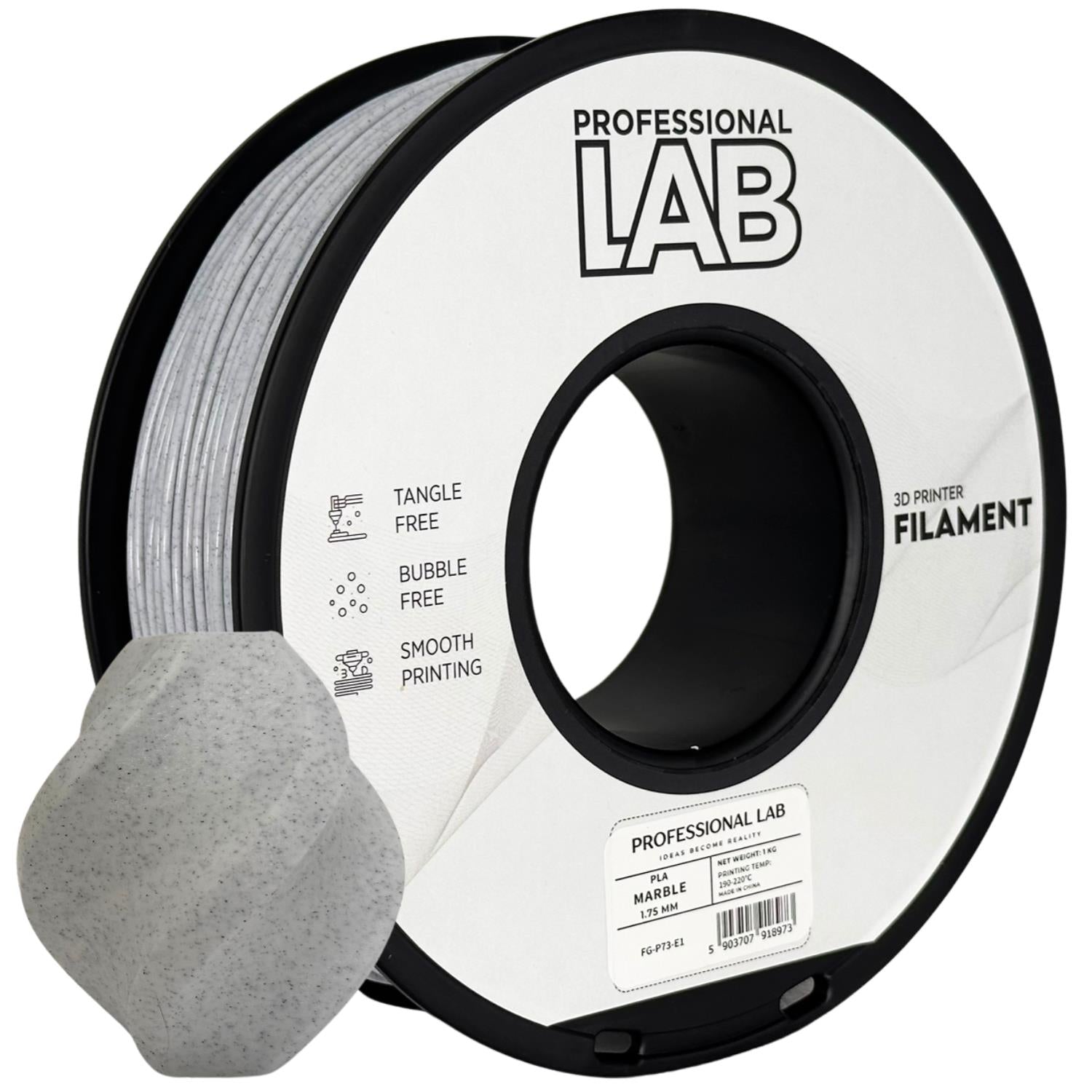 Bobina de filamento PLA mármol, Prof. Lab, 1,75 mm