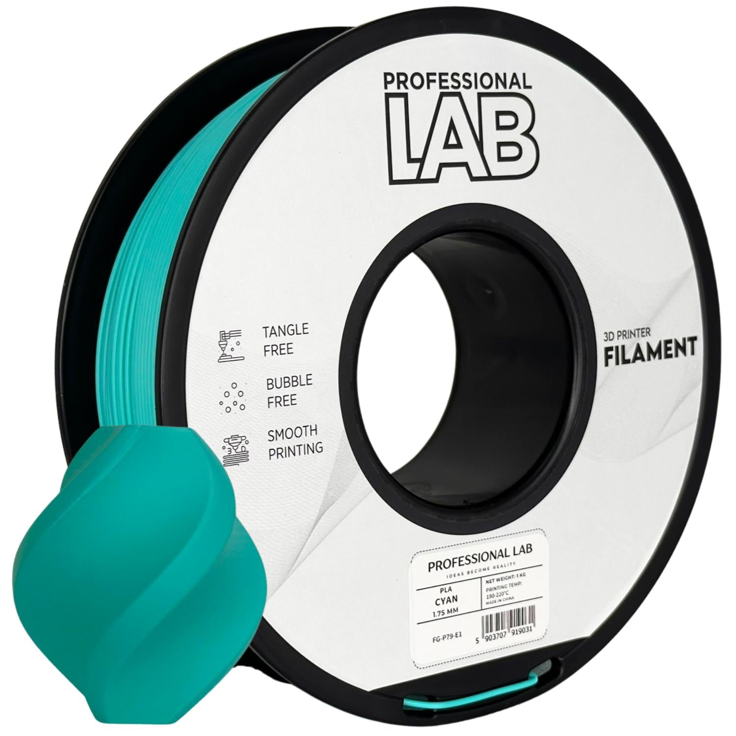 Bobina de filamento PLA azul celeste, Prof. Lab, 1,75 mm