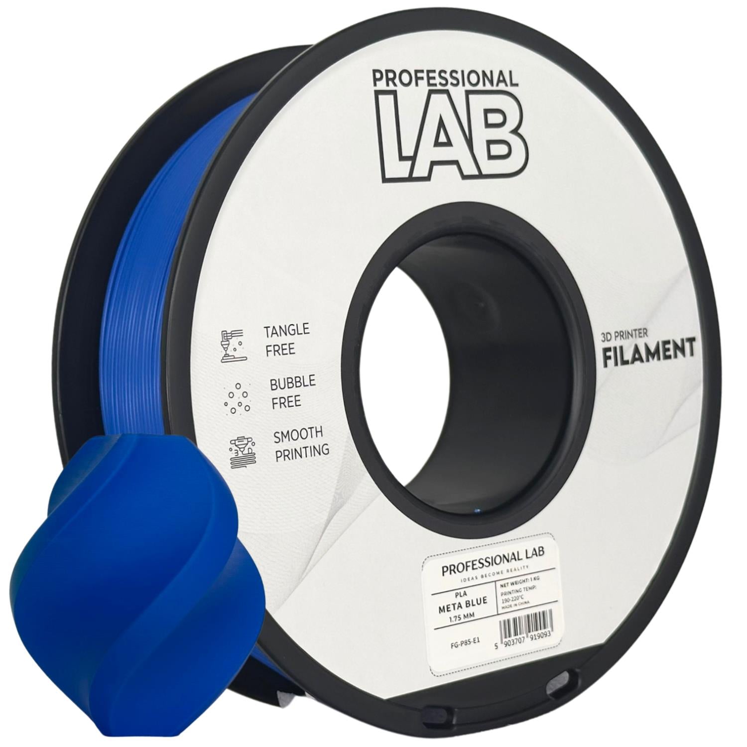 Spool of PLA META blue filament, Prof. Lab, 1.75 mm