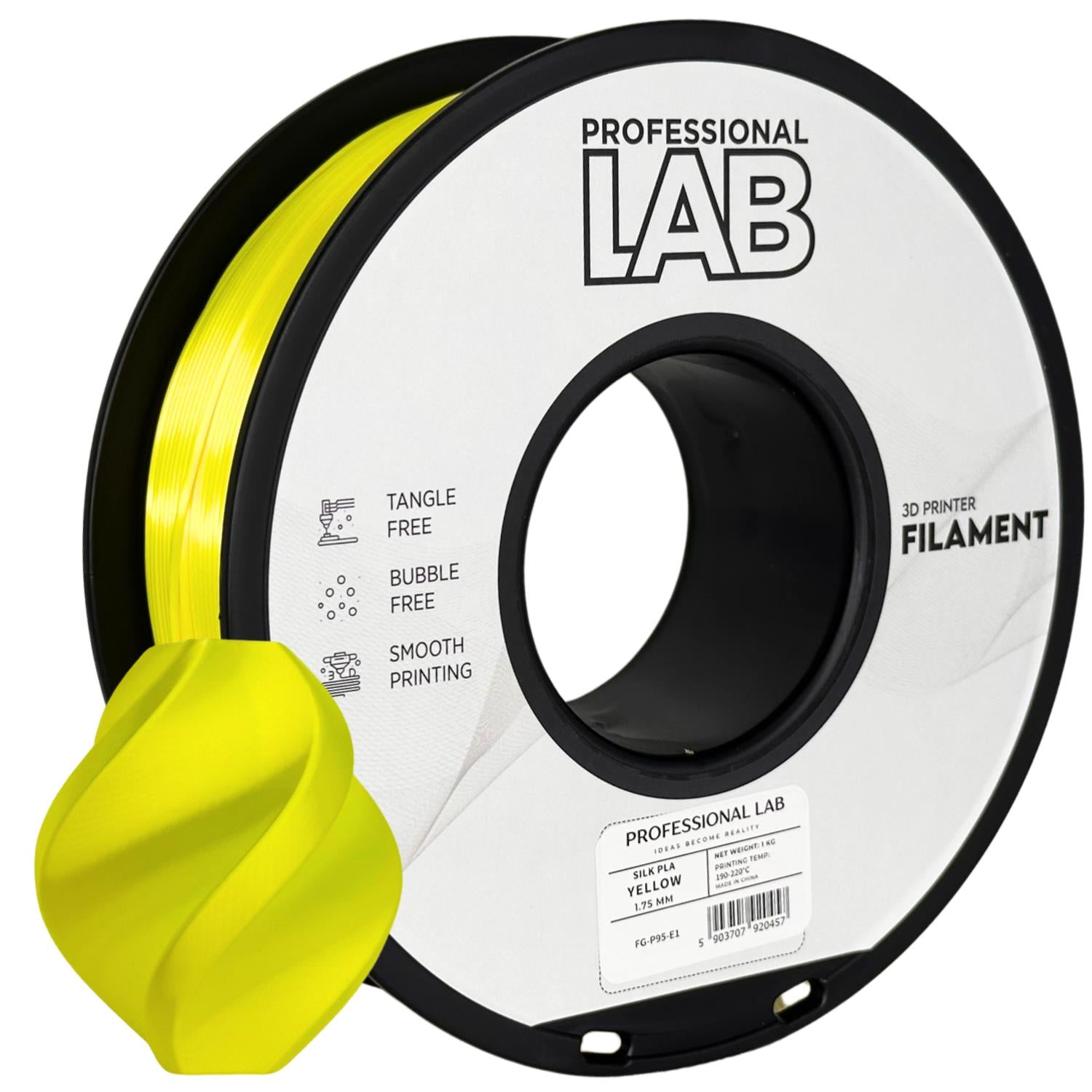 Bobina de filamento Silk PLA amarillo, Prof. Lab, 1,75 mm