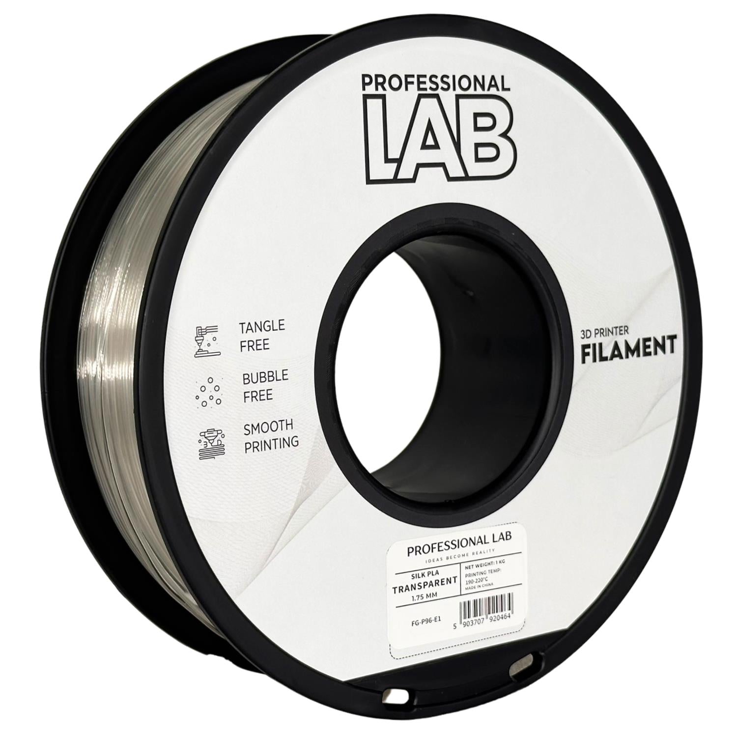 Spool of Silk PLA transparent filament, Prof. Lab, 1.75 mm