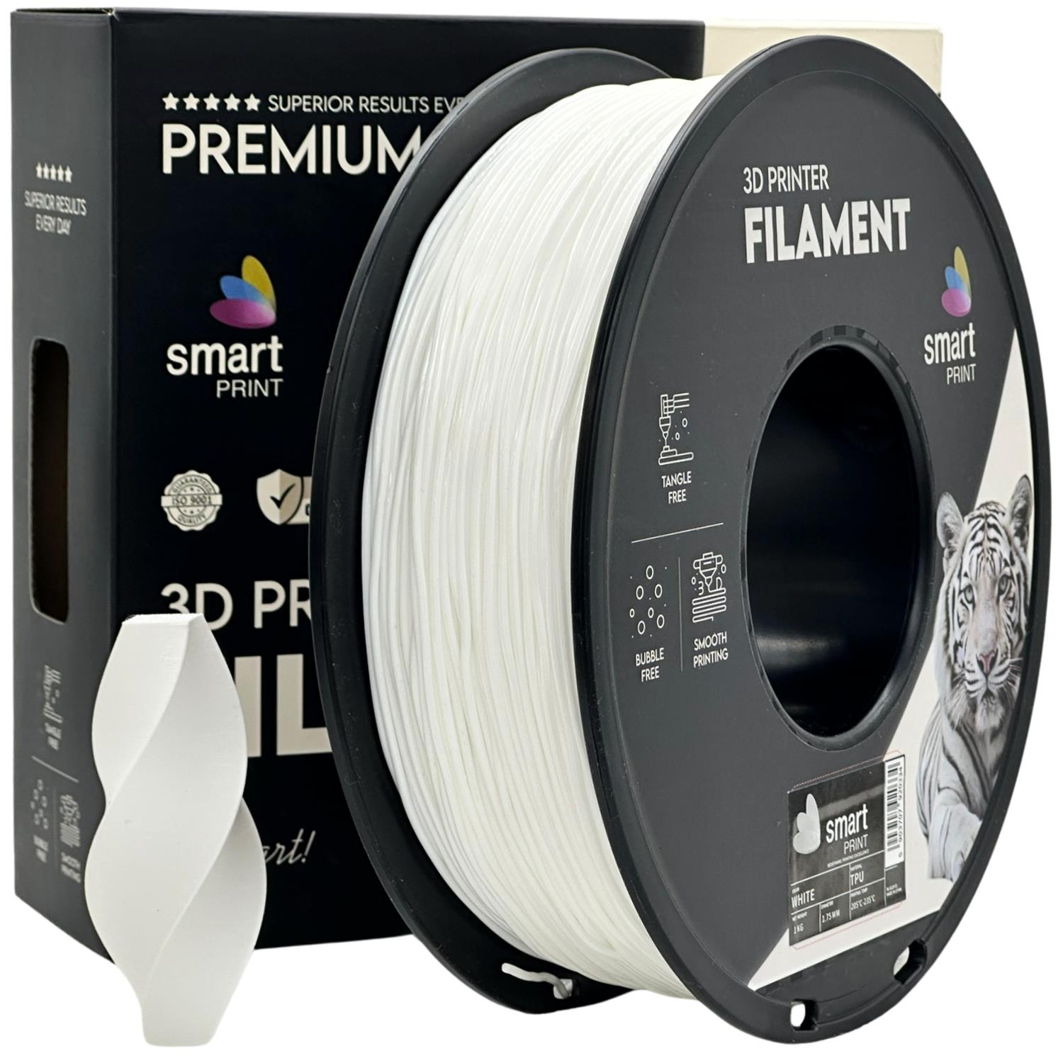 Bobina de filamento TPU blanco, Smart Print, 1,75 mm