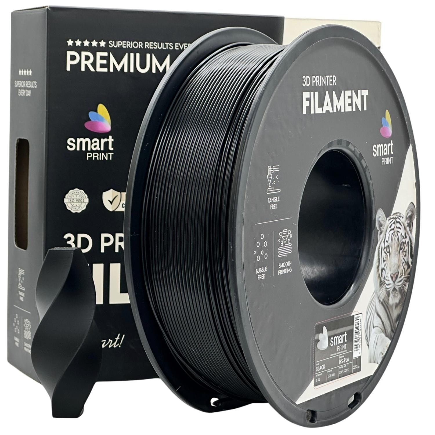 Spool of HS-PLA black filament, Smart Print, 1.75 mm