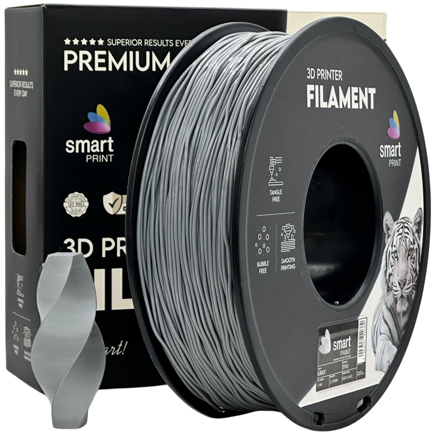 Bobina de filamento TPU gris, Smart Print, 1,75 mm