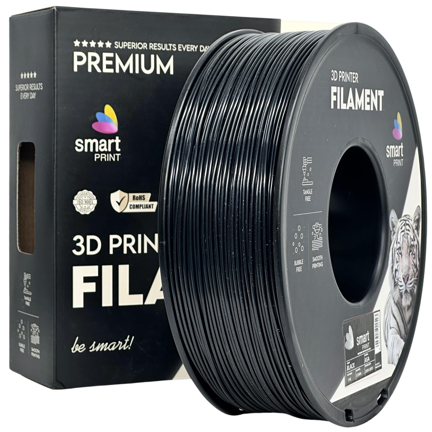 Bobina de filamento ASA negro, Smart Print, 1,75 mm