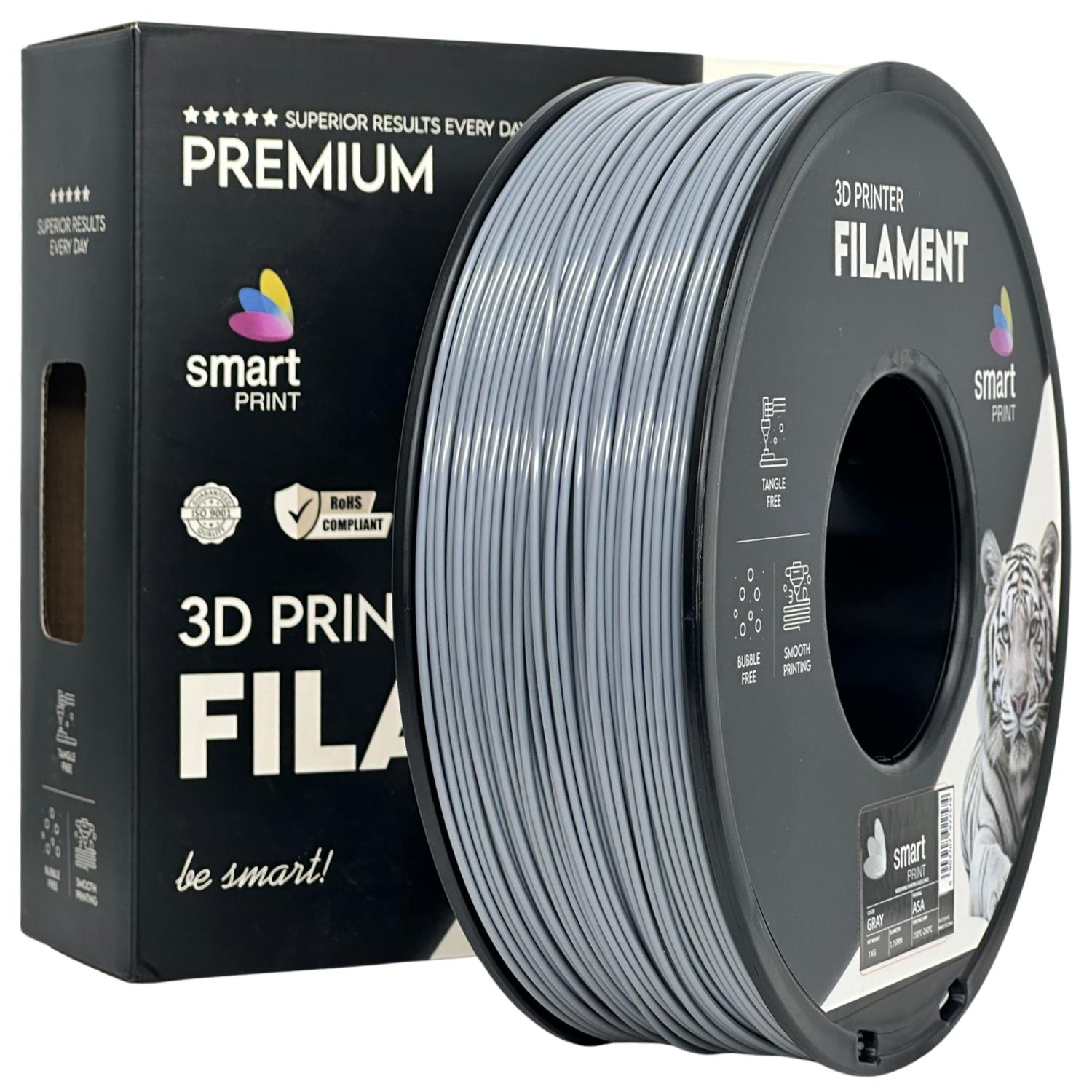 Bobina de filamento ASA gris, Smart Print, 1,75 mm