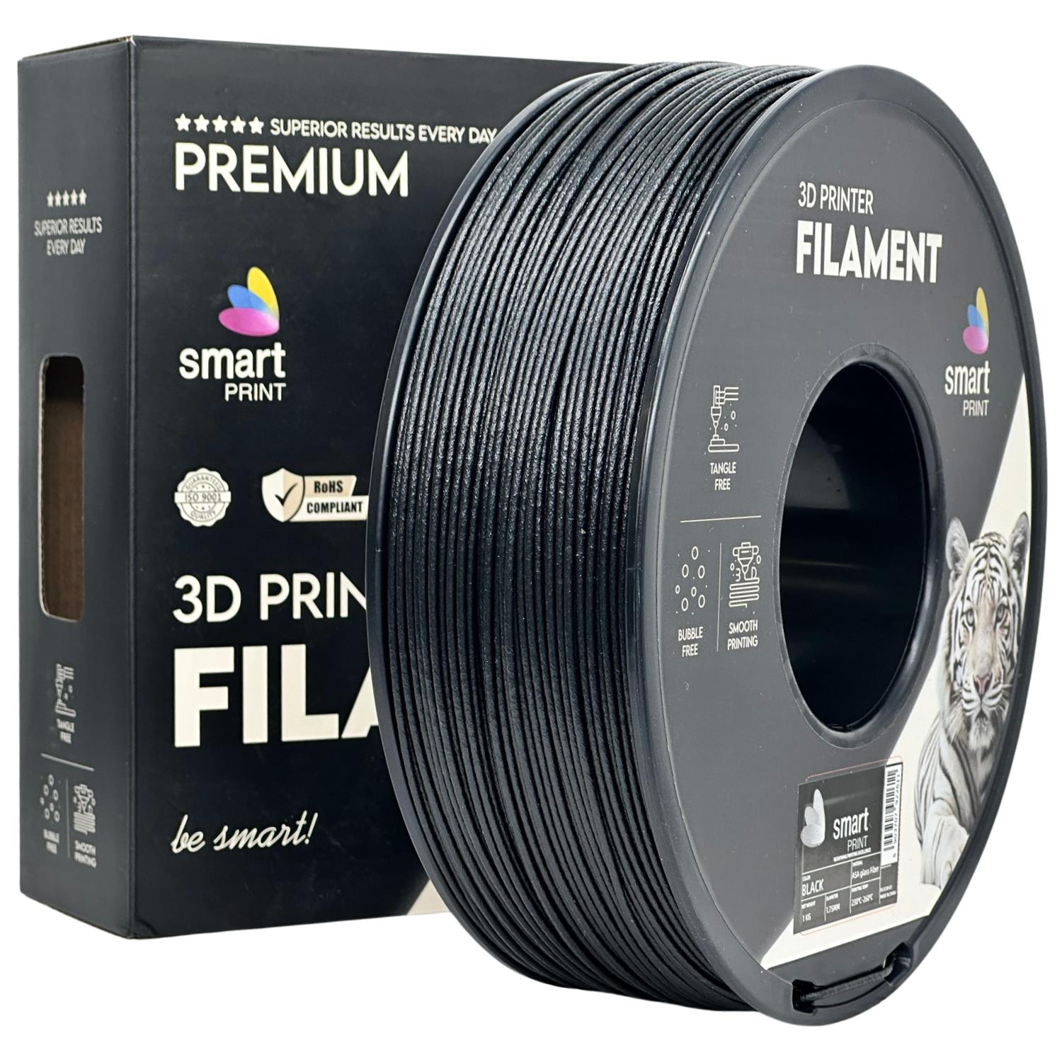 Bobina de filamento ASA-GF negro, Smart Print, 1,75 mm