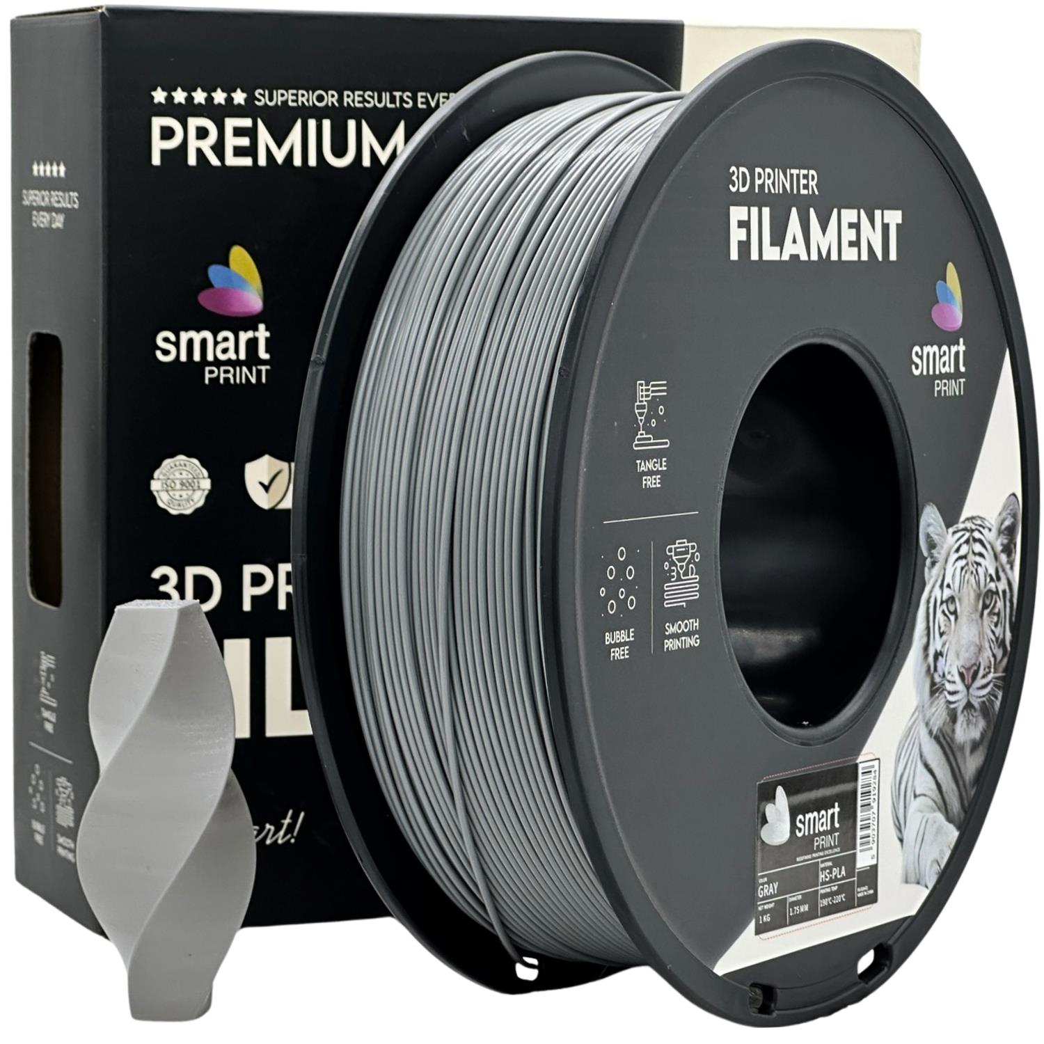 Bobina de filamento HS-PLA gris, Smart Print, 1,75 mm