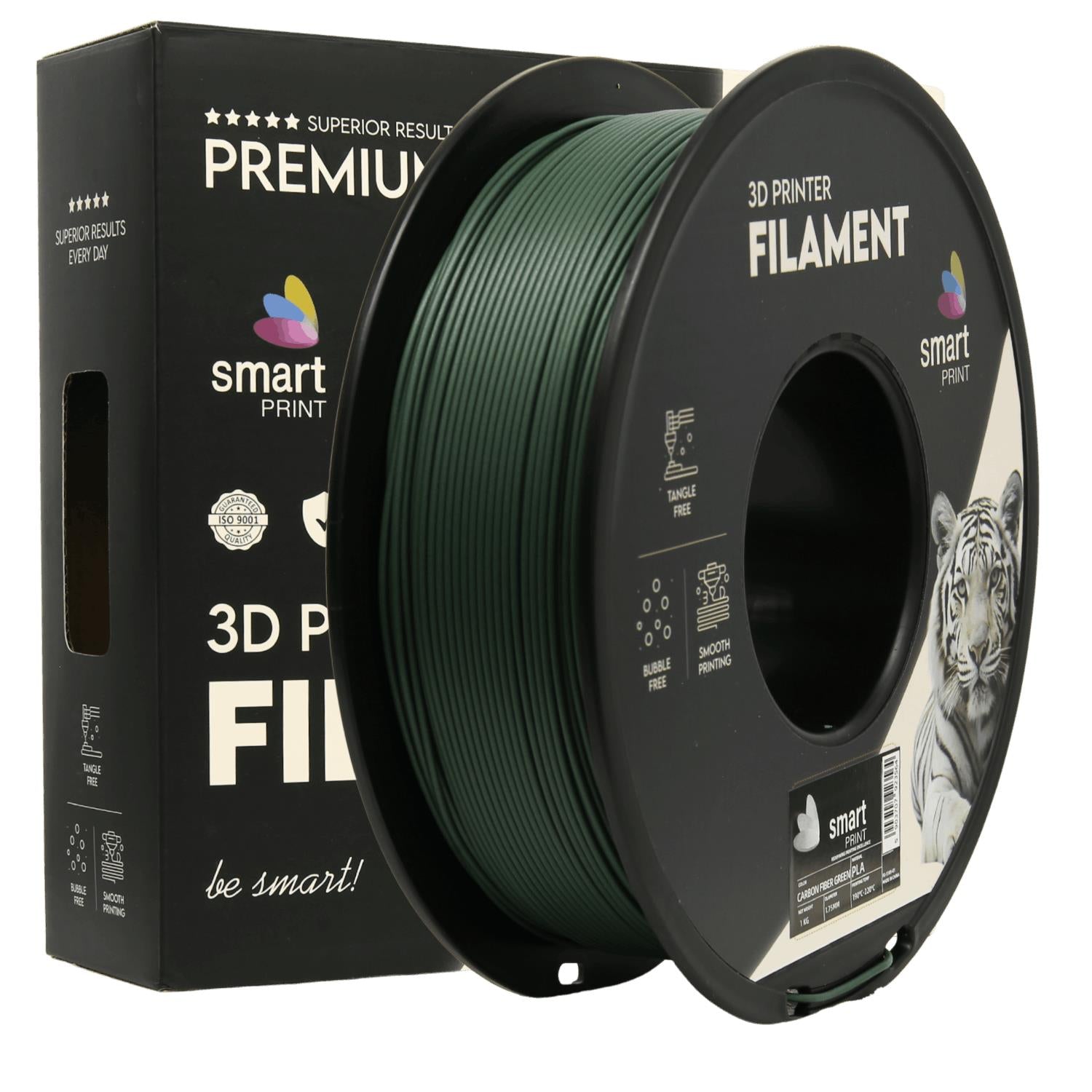 Spool of PLA-CF green filament, Smart Print, 1.75 mm