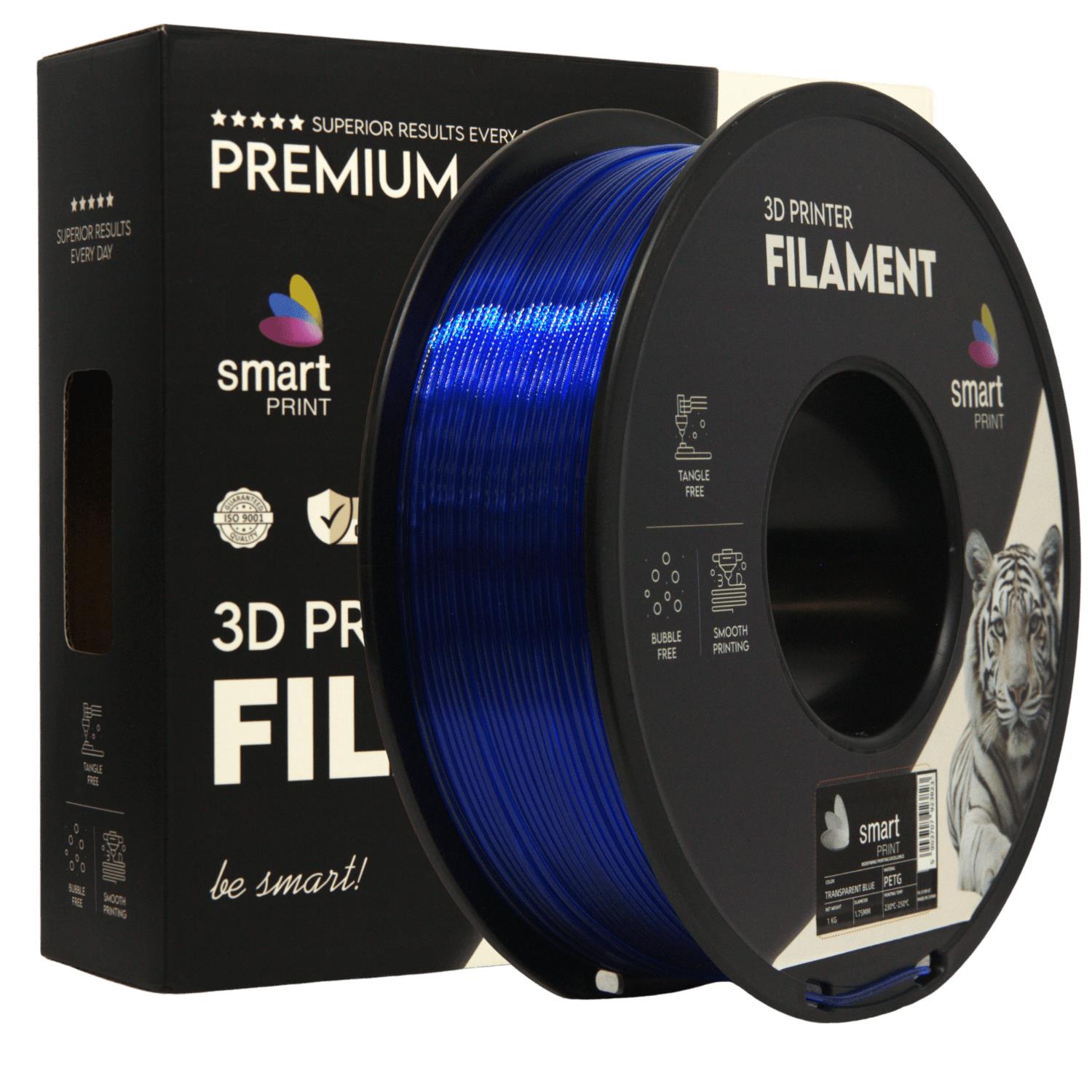 Bobina de filamento PETG azul transparente, Smart Print, 1,75 mm