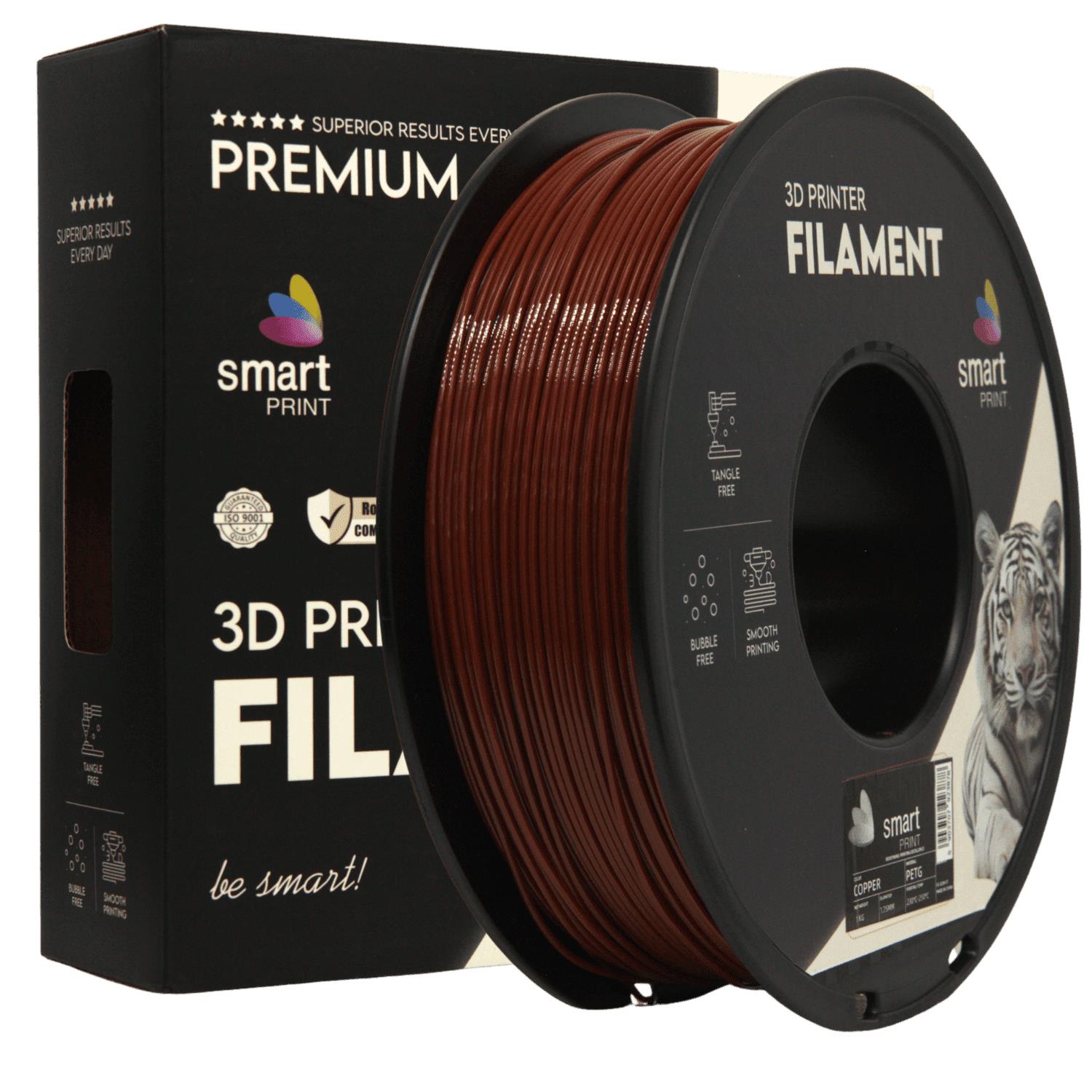 Bobina de filamento PETG cobre, Smart Print, 1,75 mm
