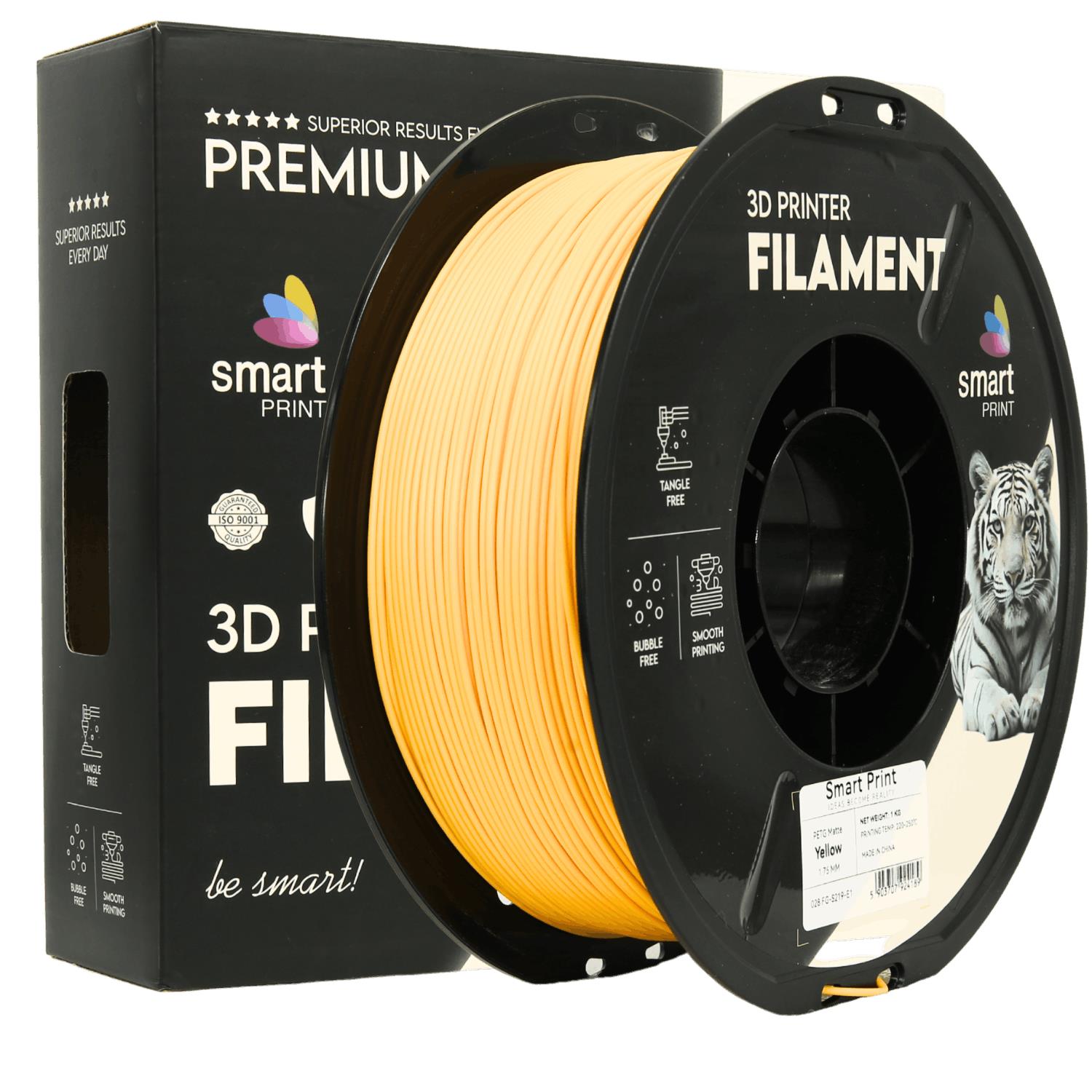 Bobina de filamento PETG amarillo mate, Smart Print, 1,75 mm