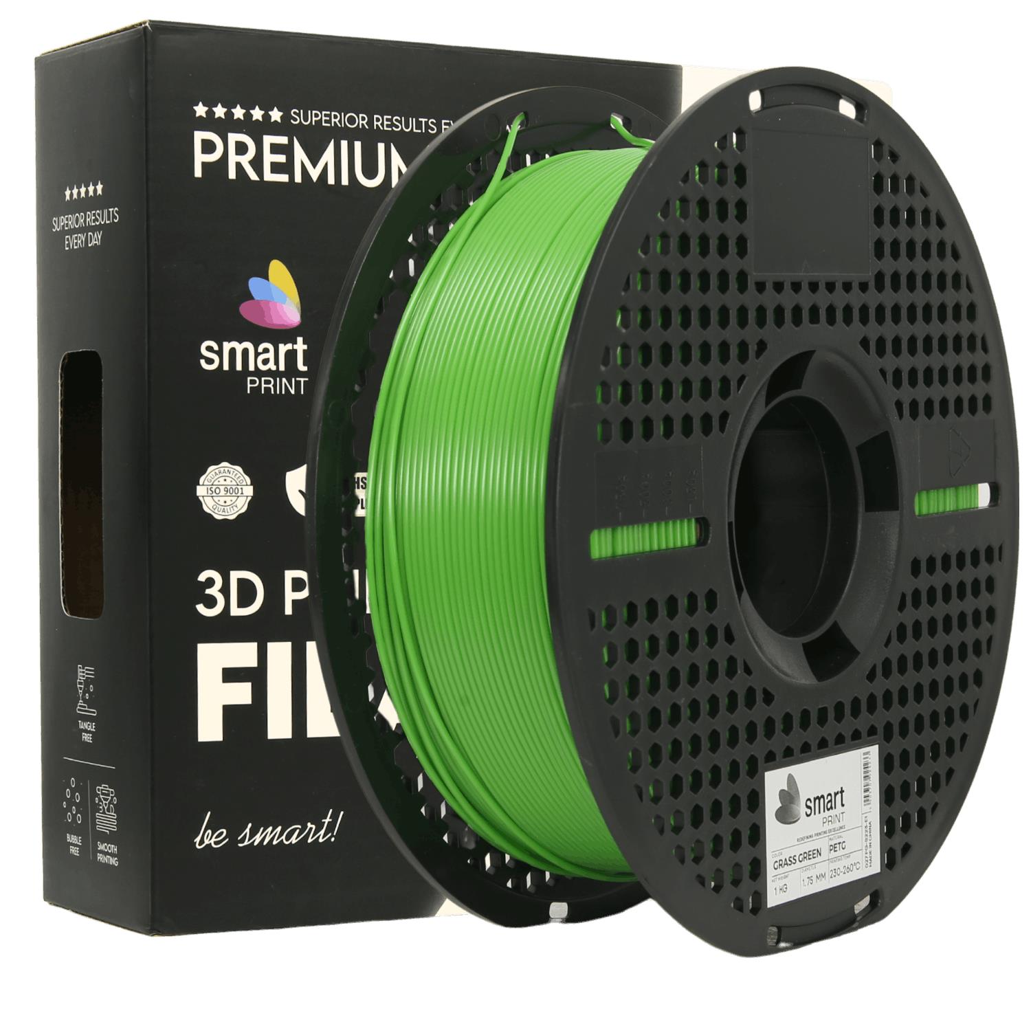 Bobina de filamento PETG verde hierba, Smart Print, 1,75 mm