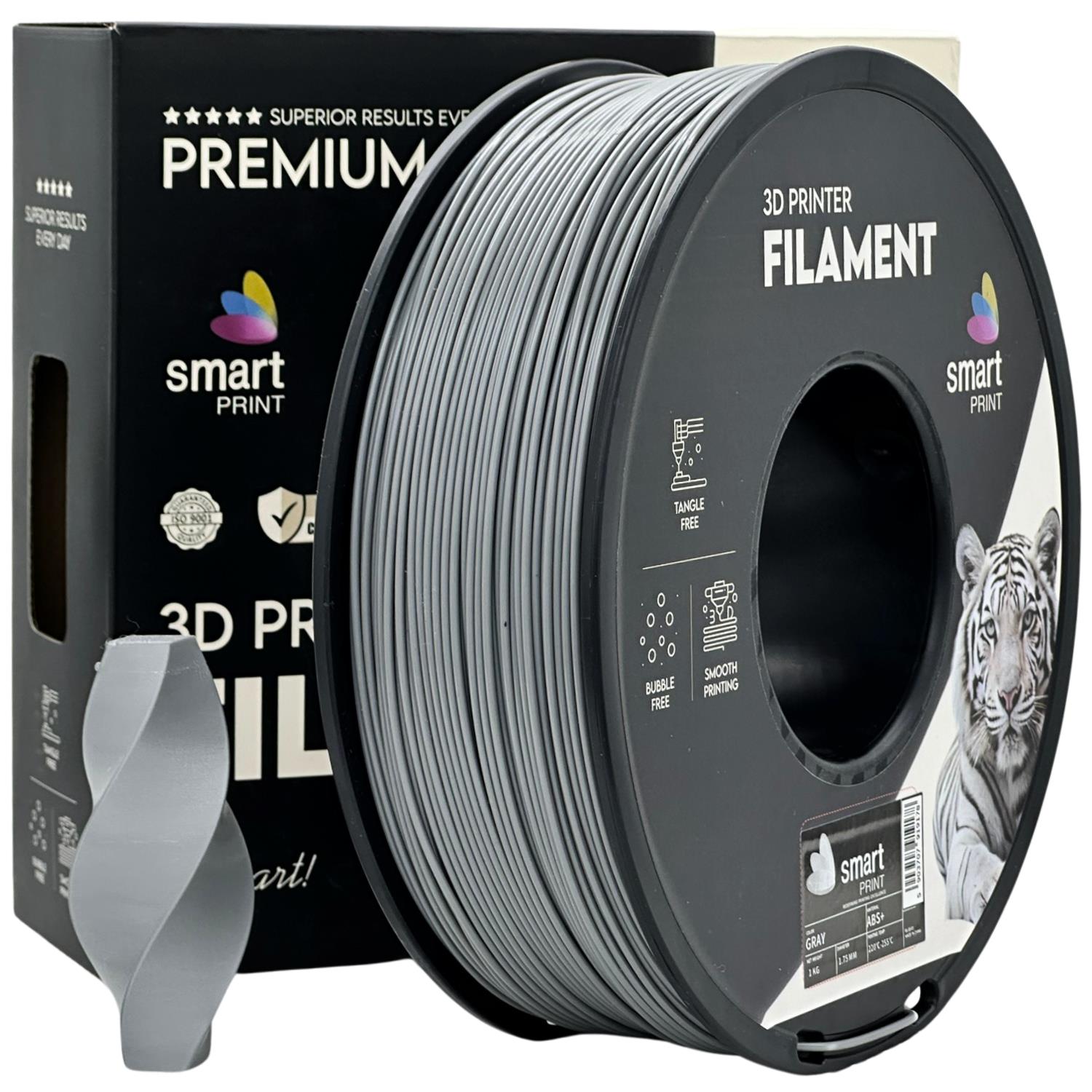 Spool of ABS+ grey filament, Smart Print, 1.75 mm