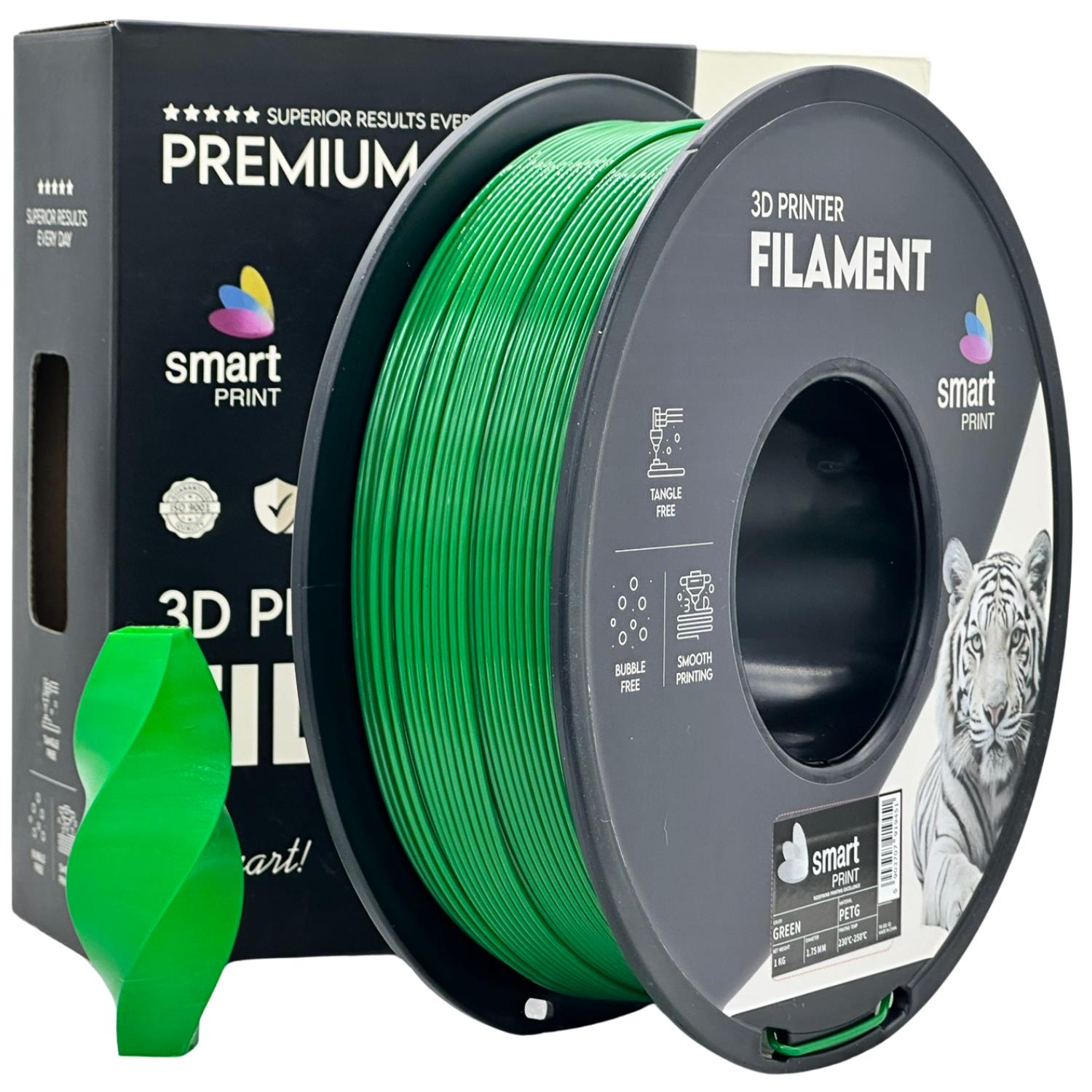 Bobina de filamento PETG verde, Smart Print, 1,75 mm