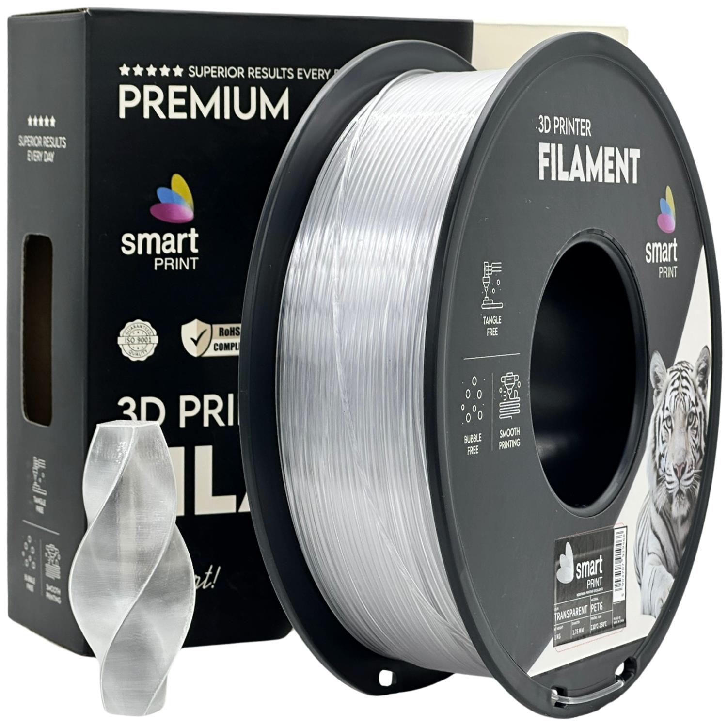 Spool of PETG transparent filament, Smart Print, 1.75 mm