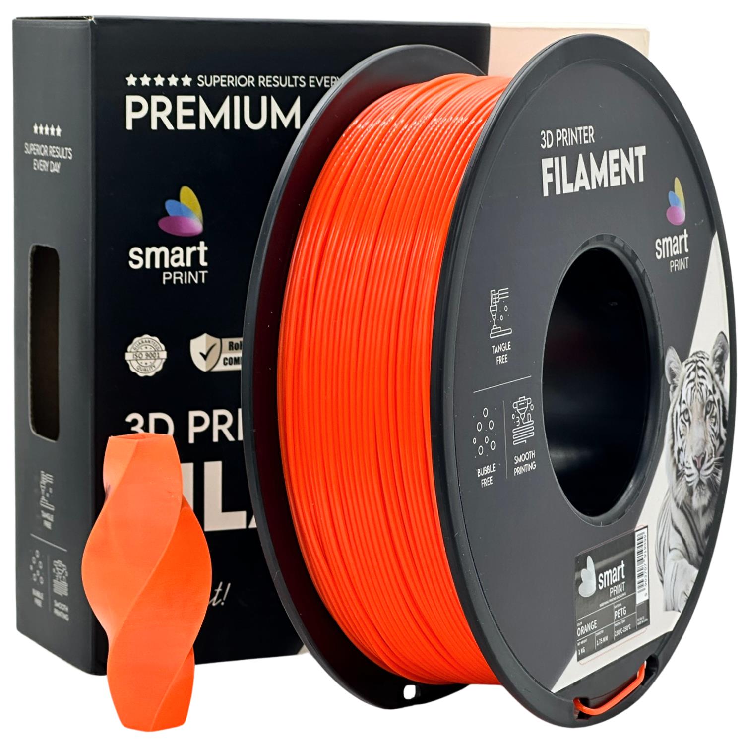Spool of PETG orange filament, Smart Print, 1.75 mm
