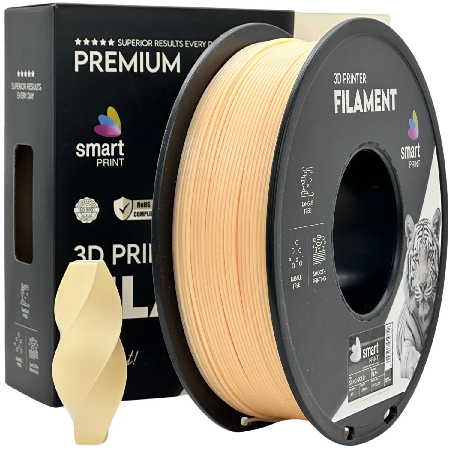Bobina de filamento PLA+ oro arena, Smart Print, 1,75 mm