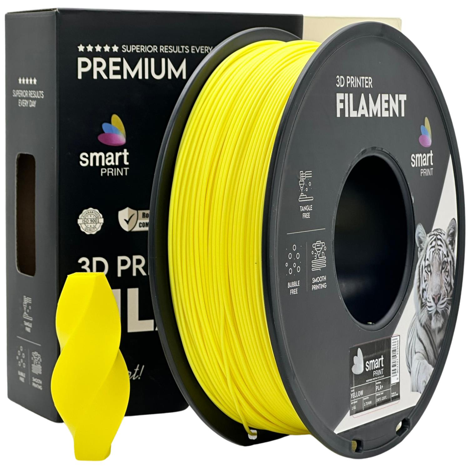 Spool of PLA+ yellow filament, Smart Print, 1.75 mm