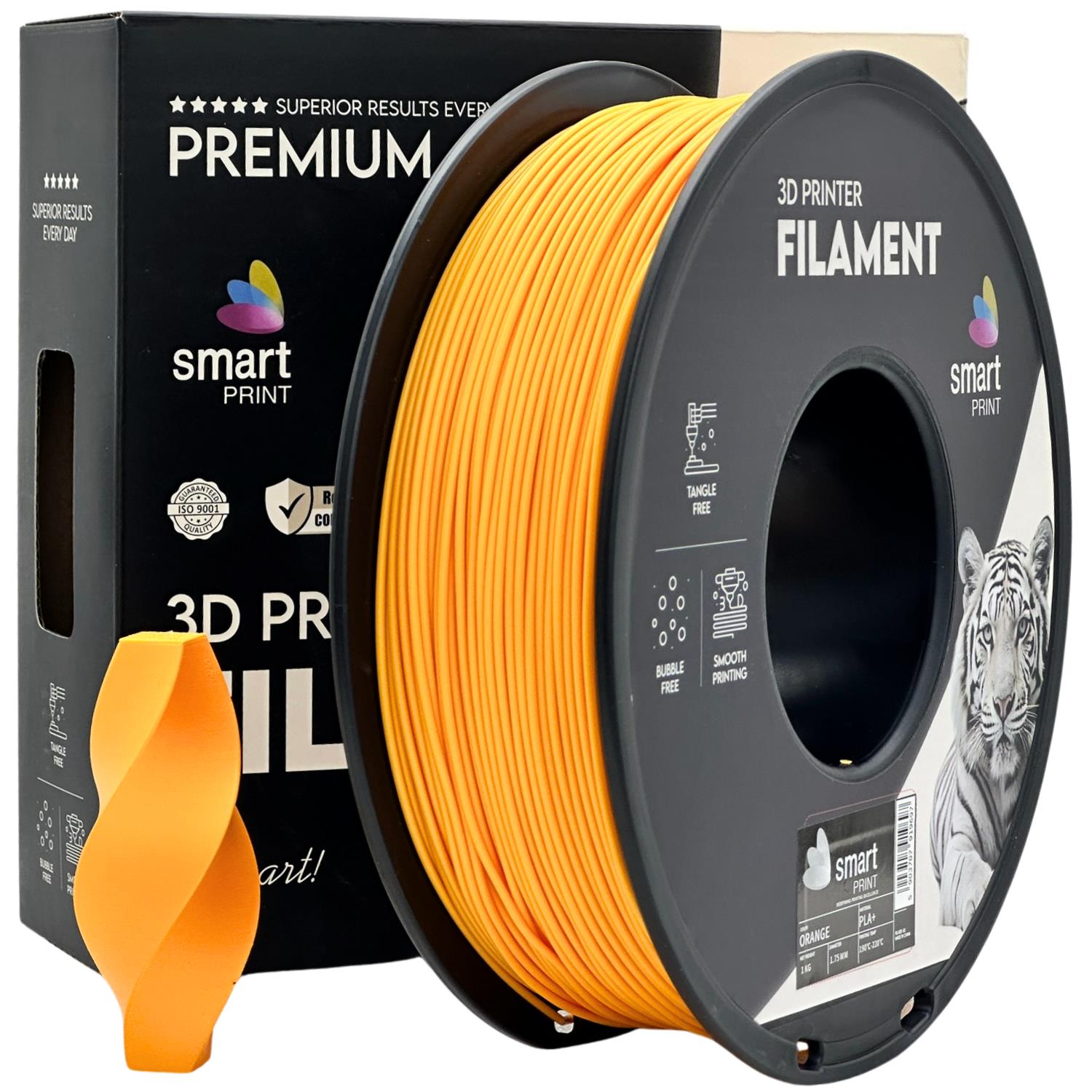 Bobina de filamento PLA+ naranja, Smart Print, 1,75 mm