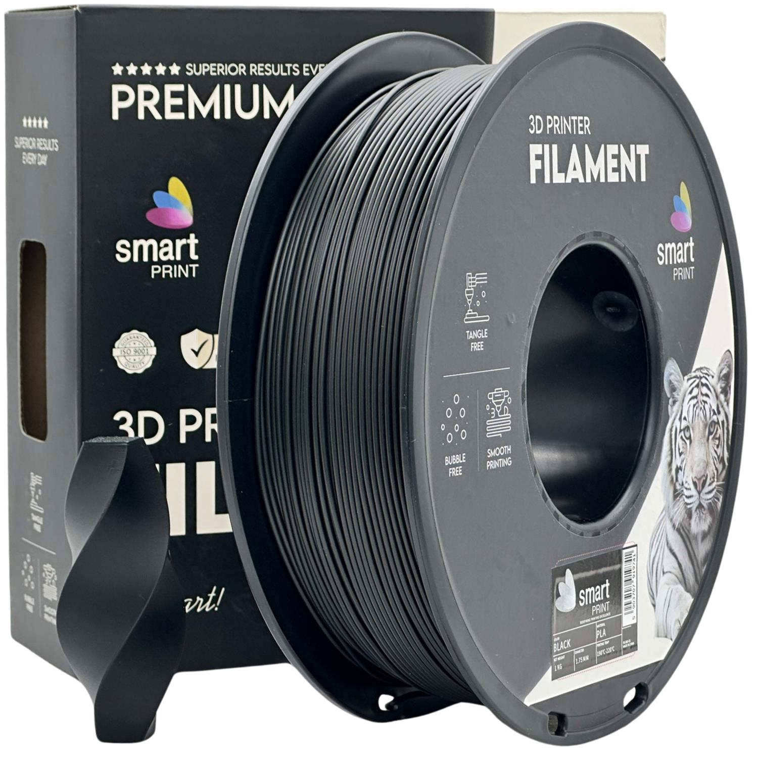 Spool of PLA black filament, Smart Print, 1.75 mm