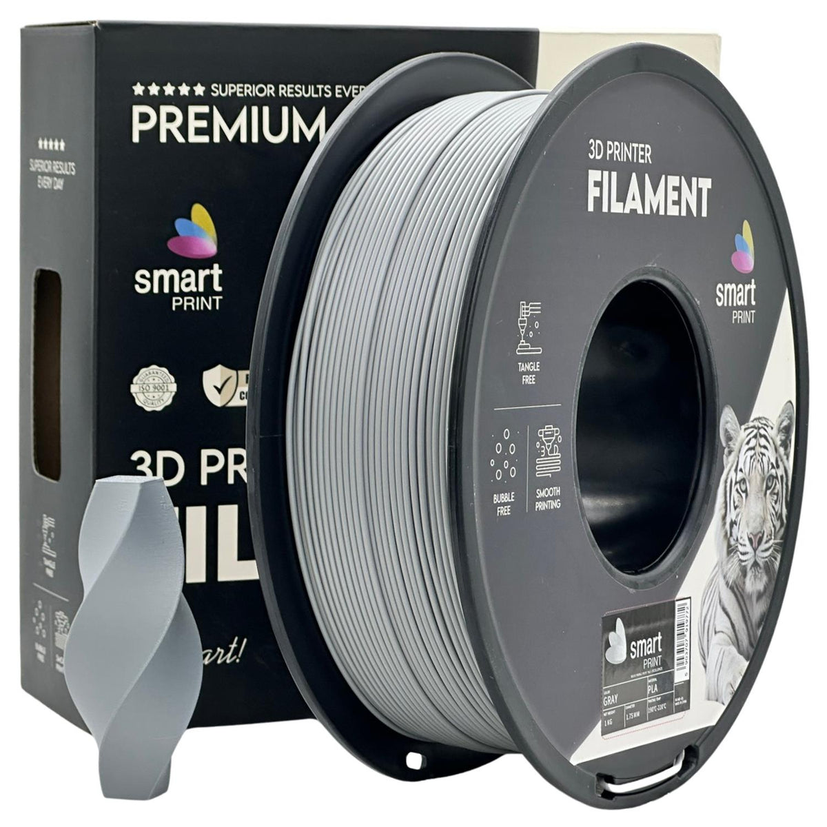 Bobina de filamento PLA gris, Smart Print, 1,75 mm
