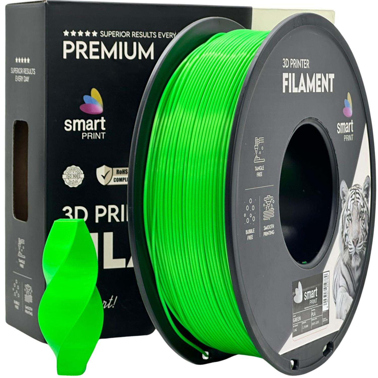 Spool of PLA green filament, Smart Print, 1.75 mm