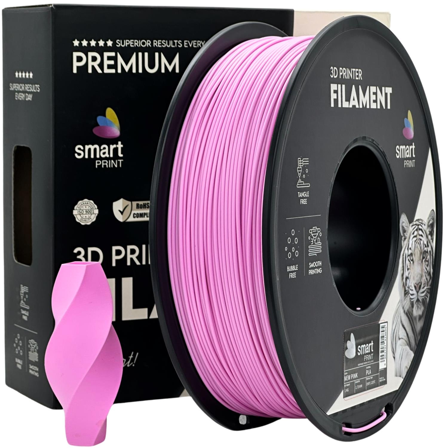 Bobina de filamento PLA rosa, Smart Print, 1,75 mm