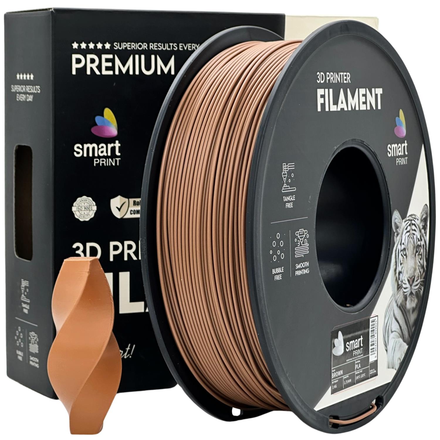 Spool of PLA brown filament, Smart Print, 1.75 mm